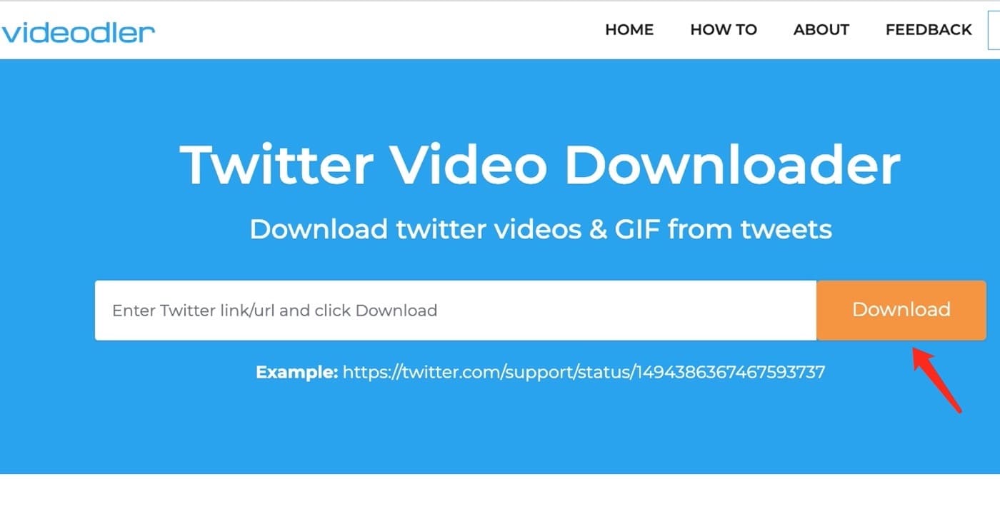 Open videodler.com, paste the link in the input box on the homepage, and then click the download button.